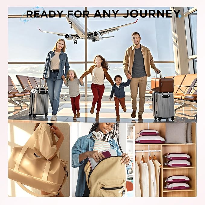 OlarHike 10-Pack Compression Packing Cubes for Travel Essentials,Compressible Expandable Packing Cubes for Suitcase,Luggage Garment Bags for Travel,Handy Helper for Organizing Clothes(Wine Red)