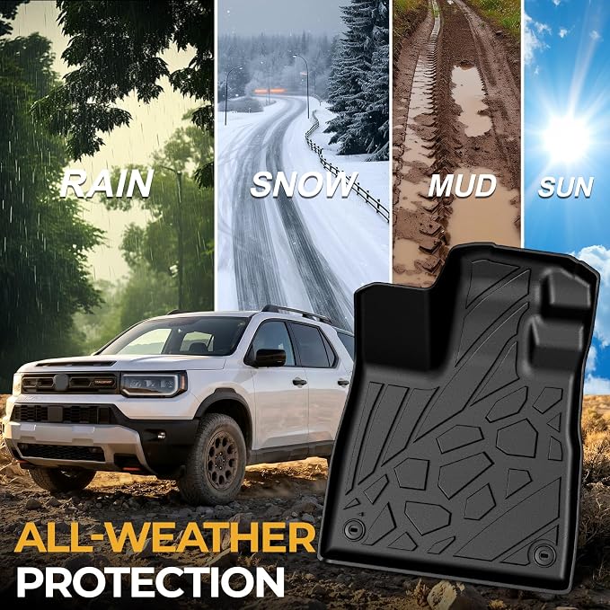 Floor Mats for Honda Passport 2026, All Weather Floor Mats Trunk Cargo Liner with Backrest Protectors, Lower Cargo Mat and Door Sill Guards Accessories, Full Coverage Set