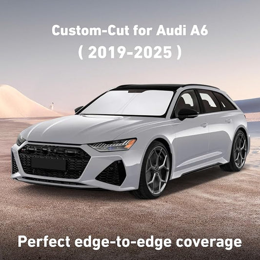 EcoNour Windshield Sunshade Compatible for Audi A6 2019-2023 2024 2025, Sun Visor for Front Windshield & Window Sun Shade Cover, UV Heat Blocker & Protector, Car Accessories