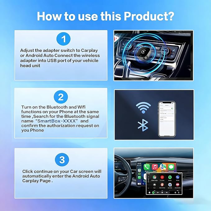 2026 Wireless CarPlay & Android Auto Adapter 2-in-1, WiFi Dual Core,Bluetooth CarPlay Dongle Converts Wired to Wireless, Fast Auto-Connect, for Apple iPhone & Android,USB/Type-c