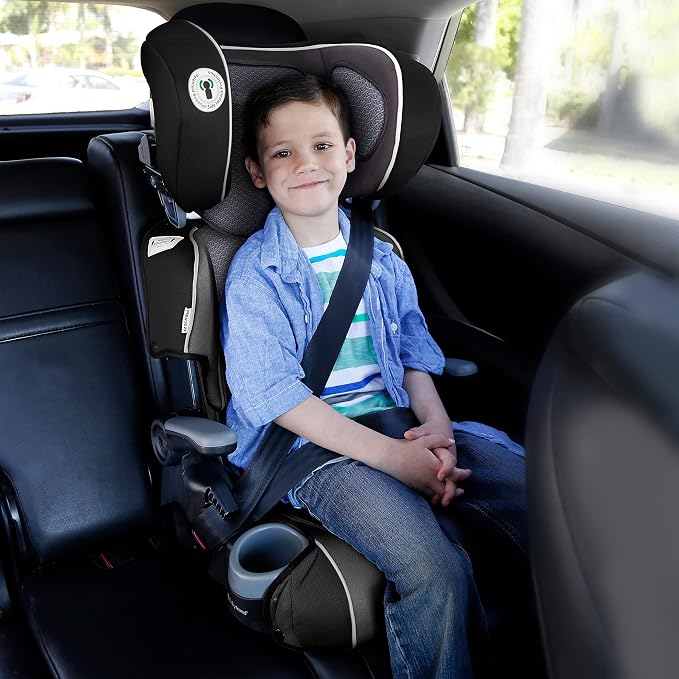 Baby Trend Protect 2-in-1 Booster Seat, Grey Tech – Lightweight Belt-Positioning Design, Cushioned Comfort, Everyday Big-Kid Support