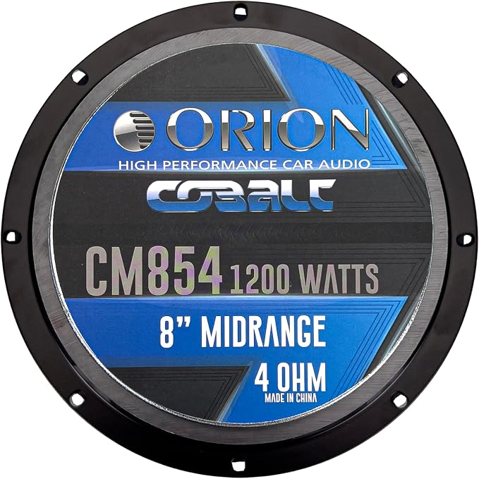 ORION Cobalt CM854 High Efficiency 8" Mid-Range Bullet Loudspeakers, 1200W Max Power, 300W RMS, 4 Ohm, 1.5" Voice Coil - Pro Car Audio Stereo, Midrange Speakers (Pair)