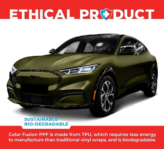 ColorFusion PPF by VViViD, Satin Stealth Combat Green Dry Apply PPF Vinyl Car Wrap Roll 20ft x 5ft