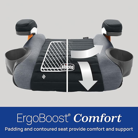 Chicco GoFit ClearTex Backless Booster Car Seat, Travel Booster Seat for Car, Portable Car Booster Seat for Children at Least 4 Years Old and 40-110 lbs., Shadow/Black
