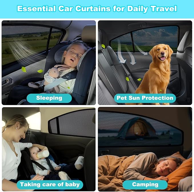 XCBYT Car Window Shades for 2019–2024 Corolla Sedan (Not for Hatchback/Touring/Cross), 4PCS Side Window Sun Shades, Breathable Mesh UV Protection for Baby, Privacy & Heat Insulation
