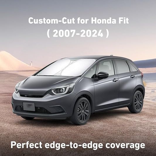 EcoNour Windshield Sunshade Compatible for Honda Fit 2007-2022 2023 2024, Sun Visor for Front Windshield & Window Sun Shade Cover, UV Heat Blocker & Protector, Car Accessories