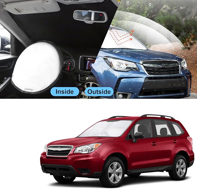 TINGLU Sun Shade for Subaru Forester 2014-2018 Accessories Windshield Sun Shade Window Shade UV Rays Protection Sun Visor Cover with Steering Wheel Sunshade Storage Bag
