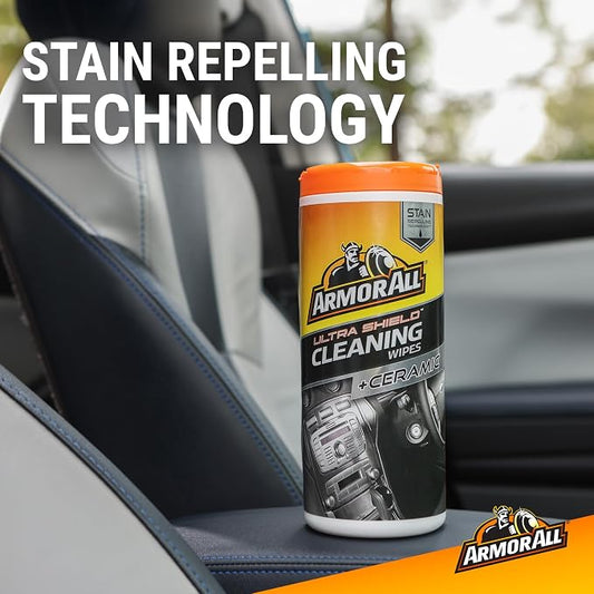 Armor All Ultra Shield + Ceramic Cleaning Wipes by Armor All, Car Interior Cleaner Wipes with Stain-Repelling Technology, 90 Count
