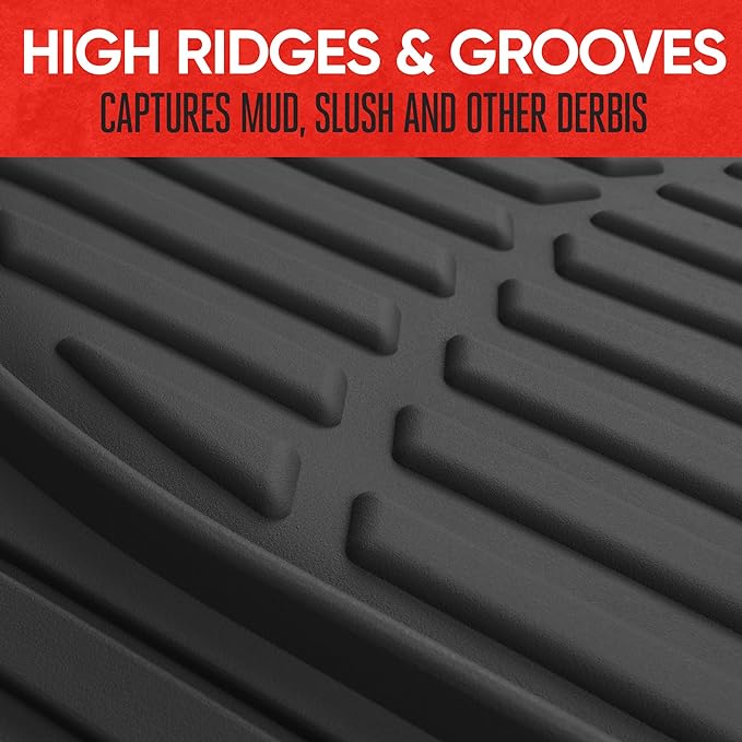 Motor Trend -2 Piece Front Car Floor Mats- Black FlexTough Contour Liners-Deep Dish Heavy Duty Rubber Floor Mats for Car SUV Truck & Van-All Weather Protection, Universal Trim to Fit