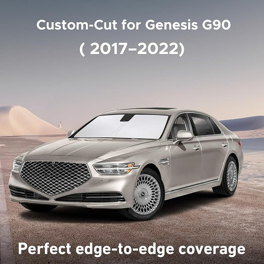EcoNour Windshield Sunshade Compatible for Genesis G90 2017-2020 2021 2022, Sun Visor for Front Windshield & Window Sun Shade Cover, UV Heat Blocker & Protector, Car Accessories