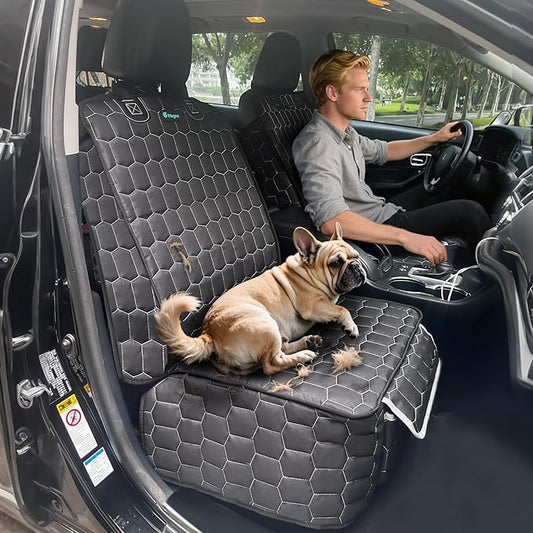 Meginc Front Seat Covers for Cars,Waterproof Car Seat Protector with Side Flaps 600D Fabric Front Seat Dog Cover for Trucks Vans SUVs Sedans, Non Slip Scratch Proof Seat Covers for Dogs in Car