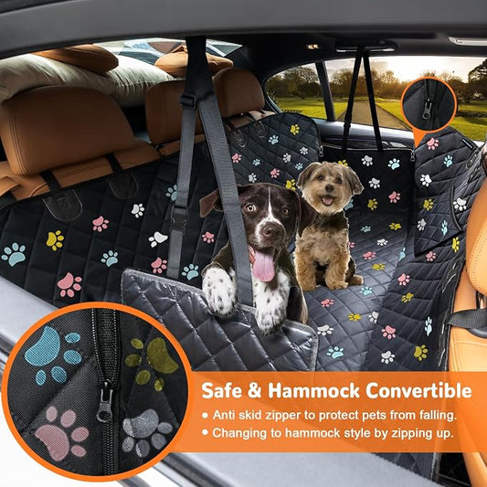 URPOWER Dog Car Seat Cover for Pets 100% Waterproof Seat Cover Hammock 600D Heavy Duty Scratch Proof Nonslip Durable Soft Back Seat Covers for Cars Trucks and SUVs