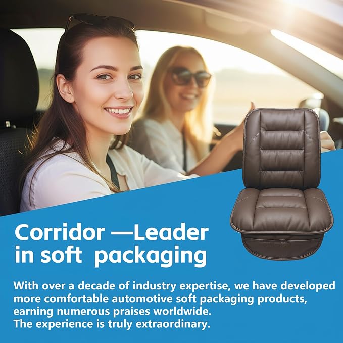 CORRIDOR Genuine Leather Seat Cushion for Car - Handmade - Relieve Hip, Pressure and Sciatica Pain - Ideal for Lower Back Pain - for Office Chair and Car Seat (Coffee Brown, Seat + Backrest)