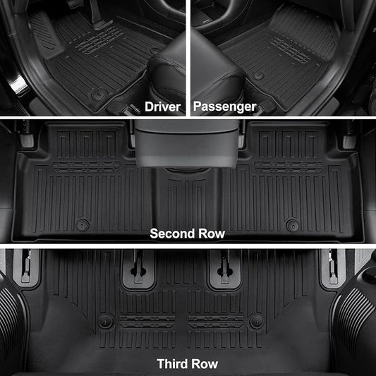 Floor Mats for 2026 Hyundai Palisade 7/8 Seat (Only Gas), All Weather TPE Black Cargo Mat with 3rd Seat Back Cover and Lower Trunk Mat for 2026 Hyundai Palisade Calligraphy Accessories