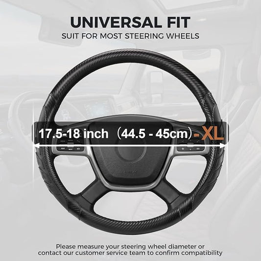 West Llama Semi Truck Steering Wheel Cover, Universal Fit 17.5-18 Inch Large Steering Wheels for RV, Big Rig, 18 Wheeler, Commercial Trucks and Buses (Extra Large Size-Black)