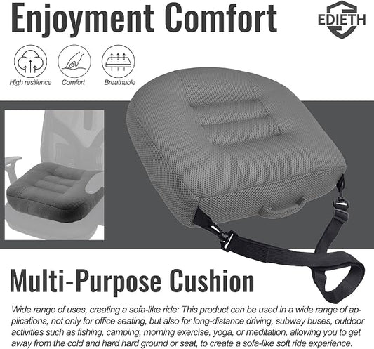 Universal Booster Seat Cushion with Adjustable Height, Breathable Mesh Portable Design with Straps, Improve Vision Improve Sitting Posture Stress Relief Driving Office Family Outdoor - Gray