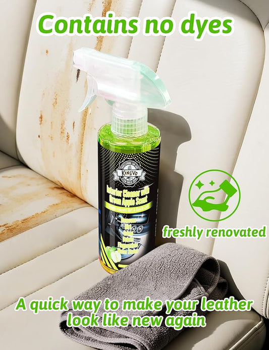 Kingvo Interior Car Cleaner, Car Seat Cleaner Cleaning Kit Carpet Shiny Stuff Deep Cleans Rubber Floor Mat Truck,Green Apple Scent