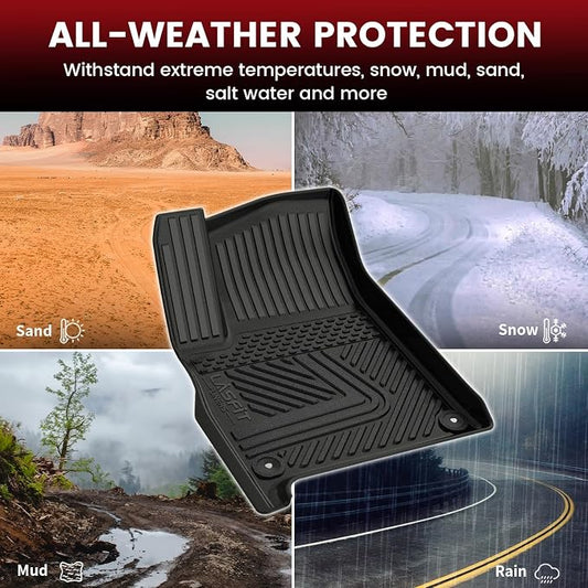 LASFIT Floor Mats&Trunk Mat&Backrest Mat for Rivian R1S 2024 2023 2022, TPE All Weather Floor Mats Custom Fit Floor Liner&Cargo Mat for R1S 2022-2024 Full Set Car Mats and Cargo Liner