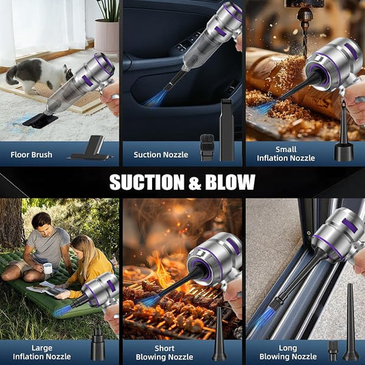 Car Vacuum Cleaner High Power - 22000PA Portable Car Vacuums 4 in 1 Compressed Air Duster & Blower Hand Held Vacuum Cordless with Brushless Motor for Cars Home Office Camping Ideal Gifts for Men women