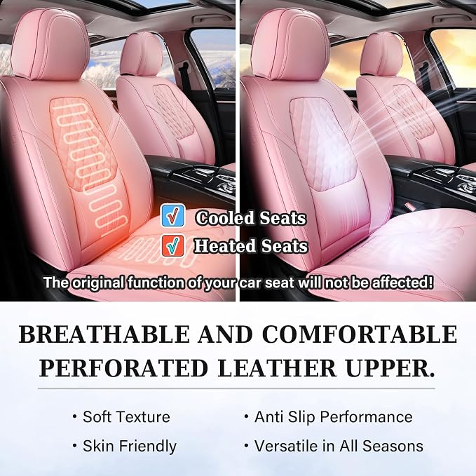 Coverado Car Seat Covers, Car Seat Covers Front Seats, 2-Pack Front Seat Cover, Nappa Leather Waterproof Seat Covers, Car Seat Protectors, Automotive Seat Covers Universal Fit for Most Vehicles