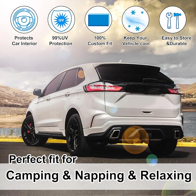TINGLU Window Shades 8PCSfor Ford Edge 2015-2024 Accessories Car Side Full Windows Rear Triangular Windshield Sun Shade Sun UV Rays & Privacy Protection for Camping,Napping,and Relaxing