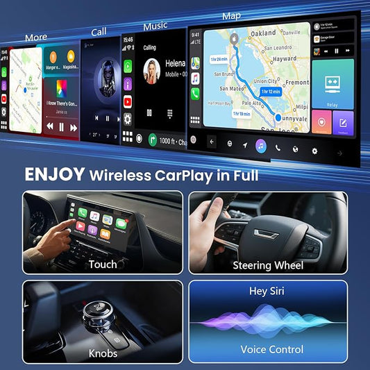 Wireless CarPlay Adapter & Android Auto Dongle, One Click Multi Device Switching Seamless Connection, Compact Size, Plug & Play Wireless CarPlay Converter for iPhone & Android, USB/USB-C, No Delay