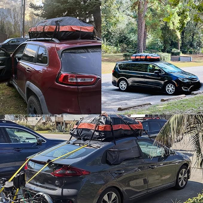 20 Cubic Feet Roof Cargo Bag - Heavy Duty Waterproof Car Top Carrier with 840D PVC, Anti-Slip Mat, 6 Door Hooks, Luggage Lock, for SUV Truck Minivan Without Rack