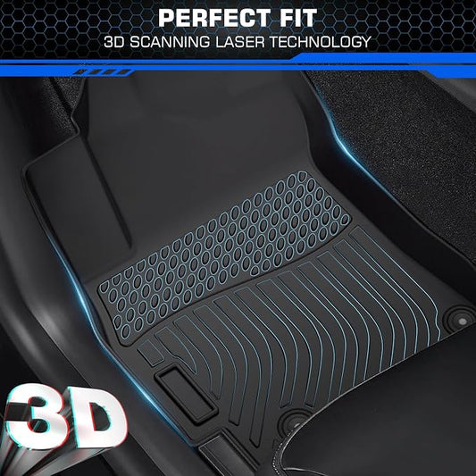 Floor Mats & Cargo Mats Set for Hyundai Elantra Hybrid 2021-2025 2026, All Weather Floor Liners Anti-Slip Car Full Set Floor Liners Custom Automotive Floor Mats TPE with Front & 2nd Row & Trunk mat
