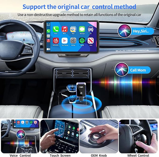 Wireless CarPlay Adapter for iPhone, Convert Wired to Wireless CarPlay, Mini CarPlay Wireless Adapter for iPhone 6+ and Cars from 2016, Plug and Play, Supports Voice Commands Via Siri