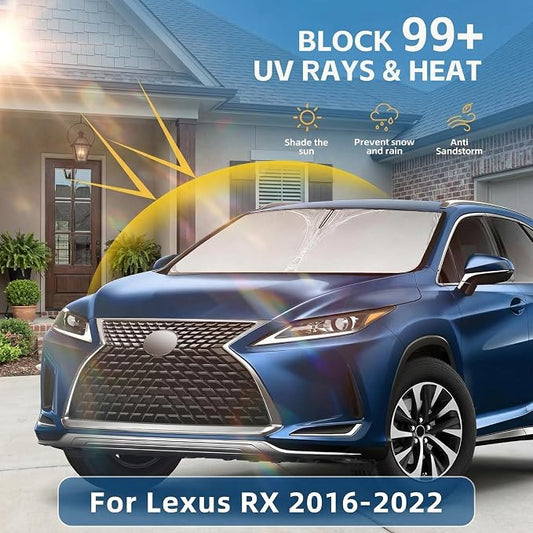 Windshield Sun Shade for Lexus RX 2016-2022 Accessories 4-Layer 240T Front Window Shade Custom Fit RX 350, RX 350 F Sport, RX 350L Sun Visor Foldable Shade Blocks UV Rays