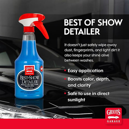 Griot's Garage Best of Show Detailer for Car Detailing, Wipes Away Dust, Fingerprints, and Light Dirt, Improves Paint Gloss and Color Between Washes, 10980, 22oz