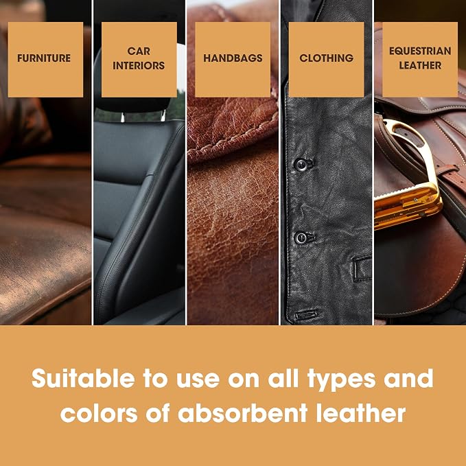 Furniture Clinic Leather Easy Restoration Kit | with Leather Recoloring Balm, Cleaner, Sponge, and Cloth | Leather Repair Kit for Scratched and Faded Furniture (Ivory)