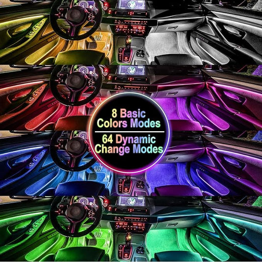 BFXM Car Interior Lights, Car Accessories Interior, 5V LED Strip Lights with USB Adapter, Ambient Lighting, App & Remote Control Music Sync Color Change Lights for Truck Car Decor