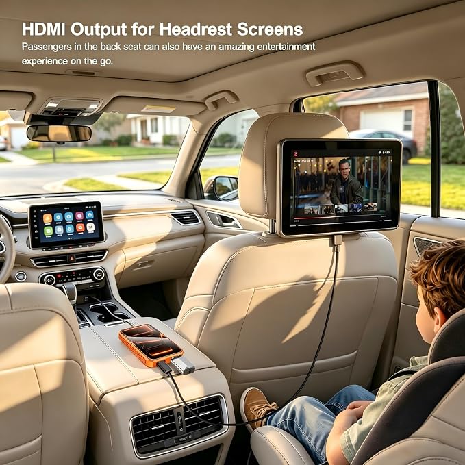 Wireless CarPlay Android Auto Adapter, Ai Magic Box with HDMI & USB Port, USB Flash Drive Playback and Screen Mirroring, Plug and Play Video Adapter for OEM Factory Wired CarPlay Vehicles