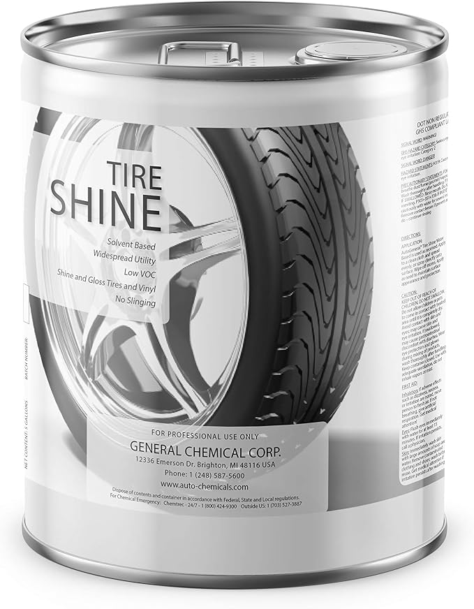 AutoGeneral Tire Shine & Cleaner - Solvent-Based - High-Gloss Tire Dressing - Protects Against Cracking, Fading & UV Effects - Industrial Strength - 5Gal