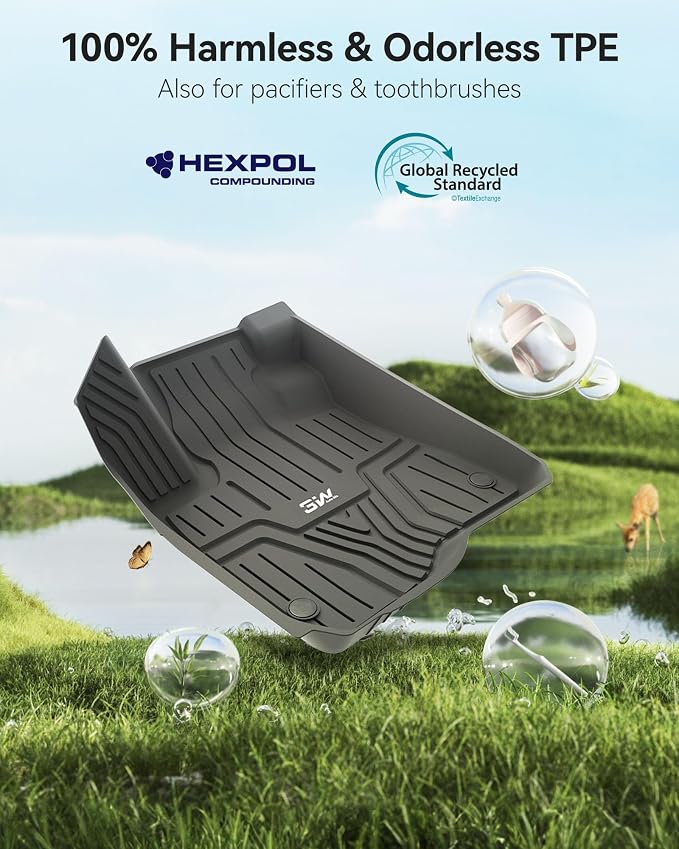 3W Floor Mats & Cargo Liner Fit for Honda CR-V 2023 2024 2025 2026 (Include Hybrid), All Weather TPE Custom Fit Honda CRV Floor Liner 1st, 2nd Row and Trunk (Upper Positon) Full Set Car Mats Black