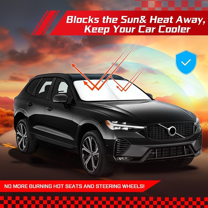ARISMOTOR Windshield Sun Shade for Volvo XC60 2018-2025 2026, Custom Fit Foldable Front Window Sunshade Sun Visor Protector, Block UV Rays Keep Your Car Cooler