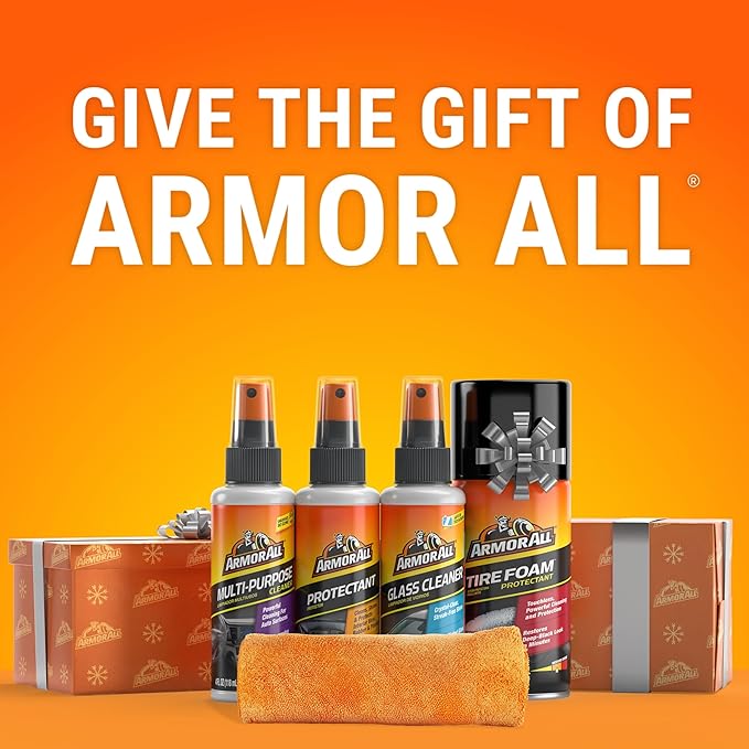 Car Wash and Interior Cleaner Kit by Armor All, Includes Towel, Tire Foam, Glass Spray, Protectant Spray Cleaning