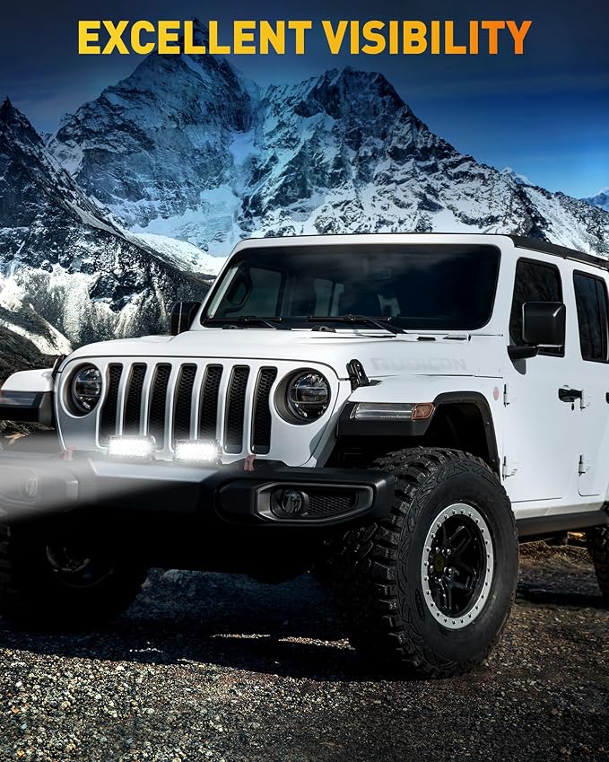 7 Inch LED Light Bar, LED Offroad Fog/Driving Lights, 50W 6000LM Tri-Row Work for Truck Boat Car UTV ATV, 2-Pack (White)