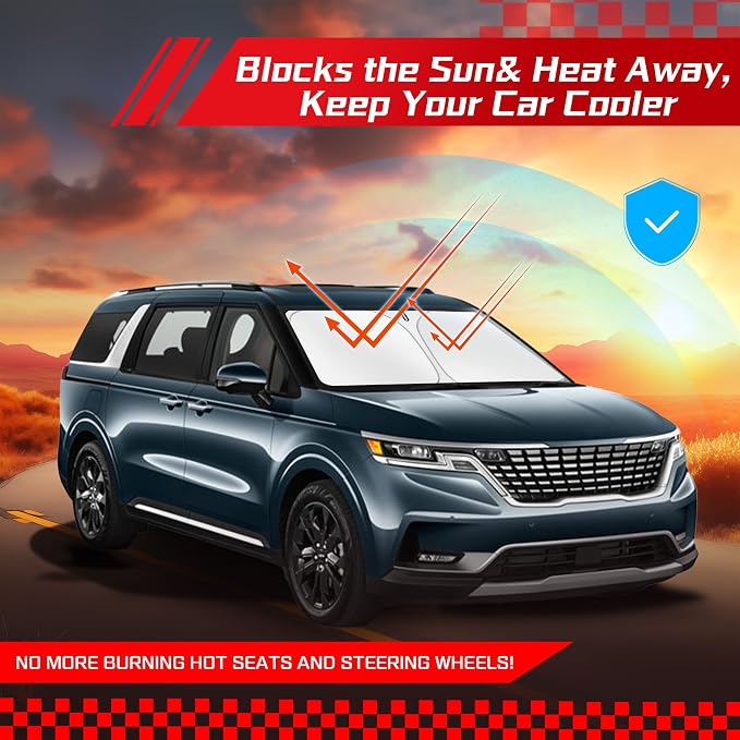 ARISMOTOR Windshield Sun Shade for Kia Carnival 2022-2025 2026, Custom Fit Foldable Front Window Sunshade Sun Visor Protector, Block UV Rays Keep Your Car Cooler