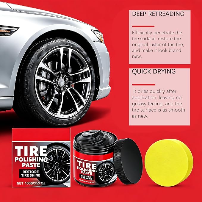 Tire Gloss Protection Agent, Tire Polishing Paste, Tire Coating Paste, Ungraded Long-Lasting Tire Dressing with Wet Gloss Look Finish for Car, Truck, Motorcycle, Rv & More (1pcs)