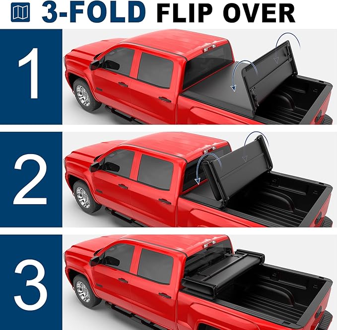 MOSTPLUS Tri-Fold Soft Truck Bed Tonneau Cover Compatible with 2004-2014 Chevy Chevrolet Colorado/GMC Canyon | 07-08 Isuzu I290 I370 6' FT Bed Fleetside On Top
