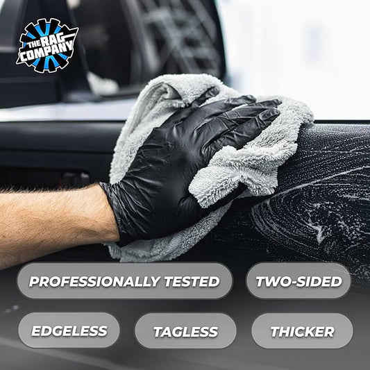 The Rag Company - Creature Edgeless Auto Detailing Towels; Professional 70/30 Blend, Dual-Pile Plush Microfiber, Buffing & Polishing, 420gsm - 16in x 16in - Ice Grey - 10-Pack