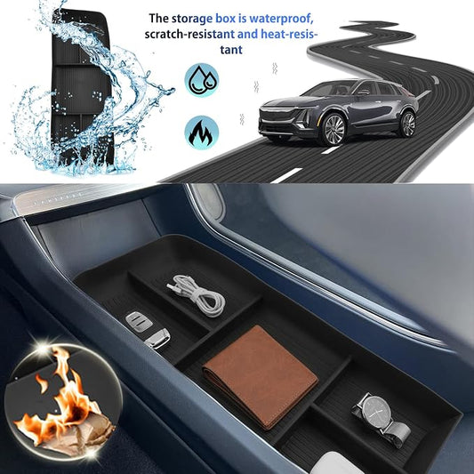 SHAOHAO for 2025 2026 Cadillac Lyriq Center Console Organizer Fit for 2023 2024 2025 2026 Cadillac Lyriq Accessories (Tech, Luxury, Sport) Lower Organizer & Center Console Organizer Tray Easy Removal