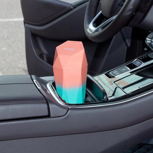 Car Trash Can Portable 3.5" Width 7.9" Height Trash Bin Plastic Pink Blue 1 Pcs