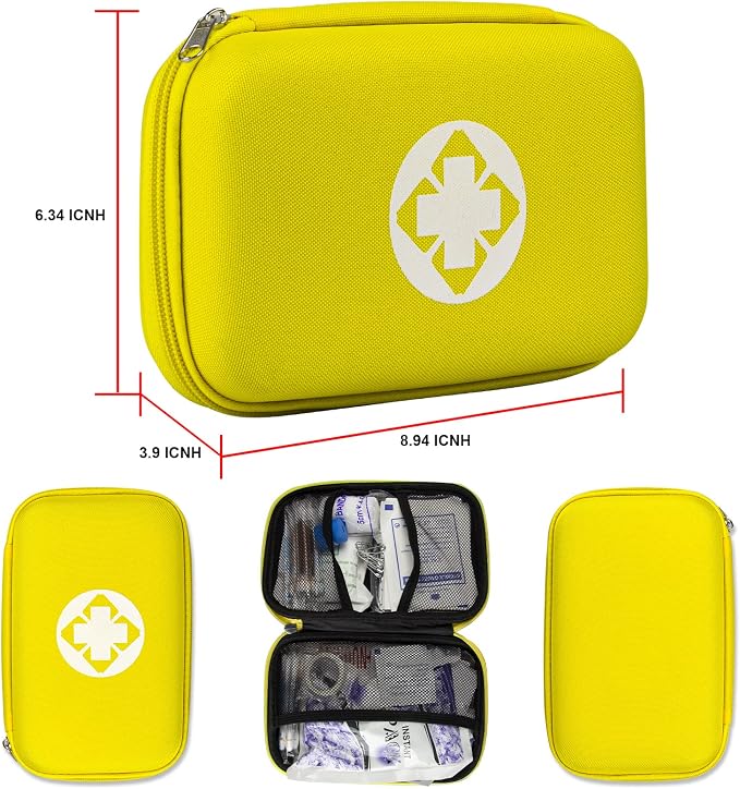 First Aid Kit Car Home Emergency Essential Kits - 277Pcs Basic Hiking Supplies Survival Gear First Aid Set Camping Backpacking Sports Yellow YIDERBO