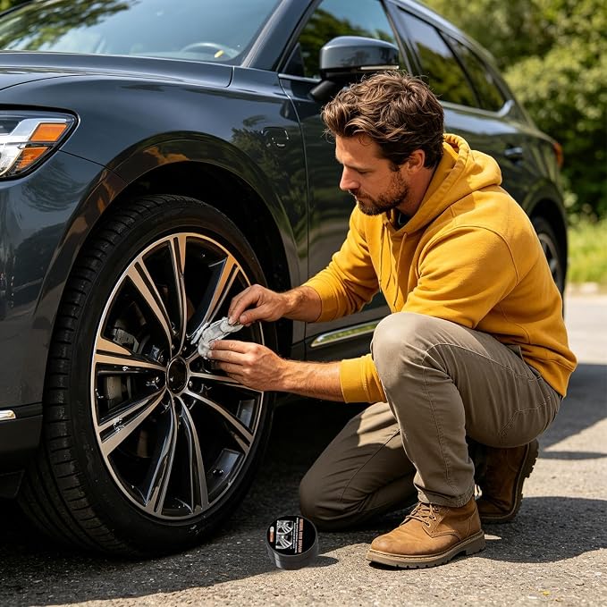 Tire Polishing Paste, 50g Wheel Renewal Balm with Sponge Tire Dressing Paste for Home Garage Outdoor Workshop Automotive Truck SUV RV Motorcycle Sedan