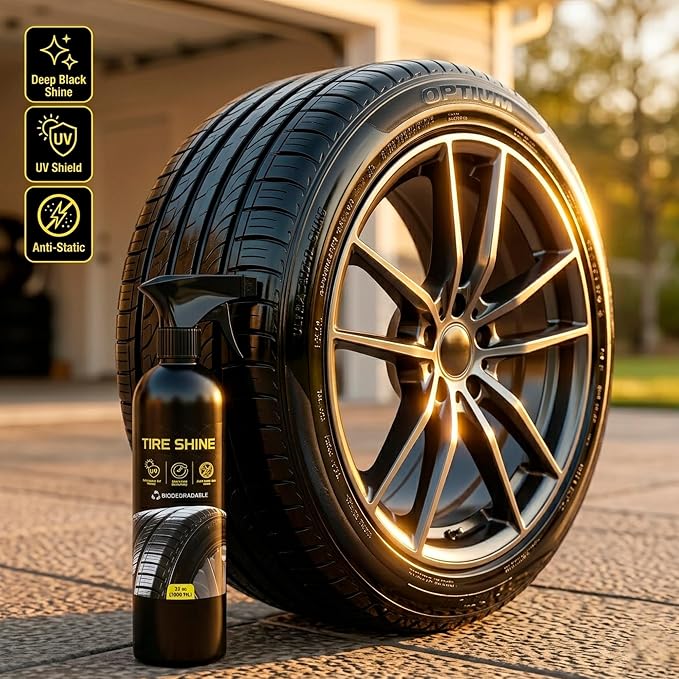OPTIUM BYCSA Professional 1 Liter Tire Shine - High Gloss Tire Dressing & Long-Lasting Wet Look - UV Protectant Prevents Cracking & Fading - Biodegradable & Phosphate-Free Formula - Car Detailing
