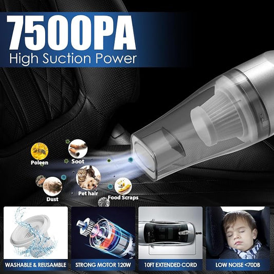 21Pcs Car Cleaning Kit with High Power Handheld Vacuum, Car Wash Mop with Long Handle, Bucket, Detailing Brush Set, Windshield Cleaner, Complete Interior Exterior Washing Supply for Men Women