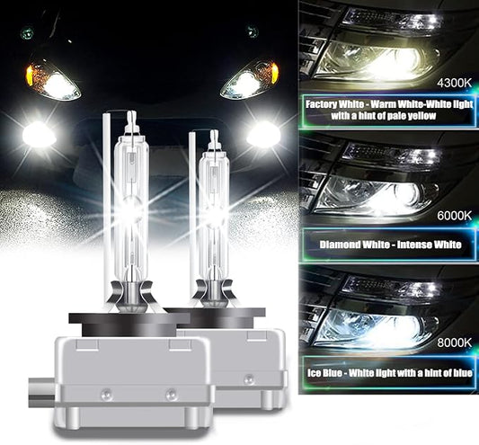 RCP - D3S6 - (A Pair) D3S 6000K Xenon HID Repcement Bulb Diamond White Metal Stents Base 12V Car Headlight Lamps Head Lights 35W